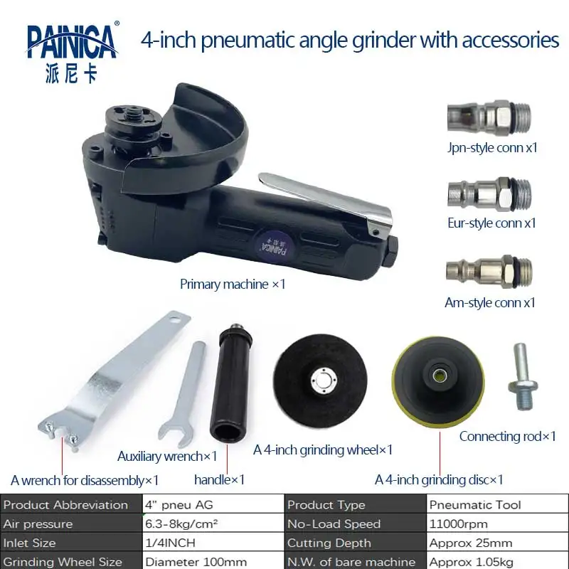 Industrial-Grade Pneumatic Multi-Function Machine (4-Inch Angle Grinder, Car Polisher, Cutter & Sander)