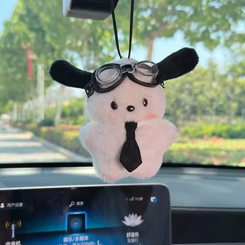 Cute Keychain Plush Pochacco Car Keyring Doll Cartoon Bag Pendant Pochacco Bow Blush Accessories Toy Kid Christmas Gift