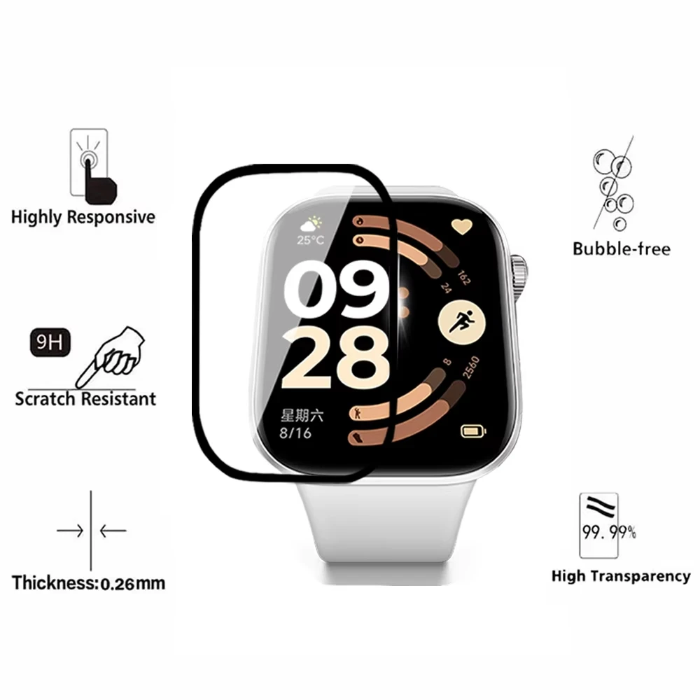 لساعة Xiaomi Redmi 6 ملحقات الفيلم واقي للشاشة منحني من مادة البولي يوريثان عالي الدقة طبقة تغطية شفافة مضادة للخدش لفيلم Redmi Watch6