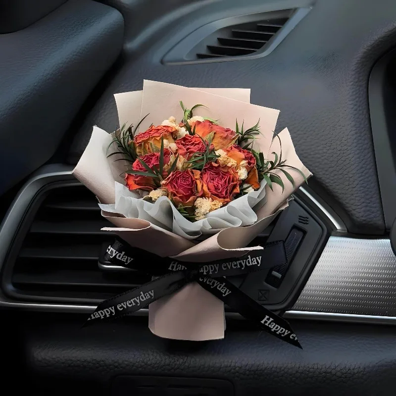 Creative Bouquet Car Trend Fragrance Decoration Air Conditioning Car Aromatherapy Car Ornament Dried Flower Girl Accessories