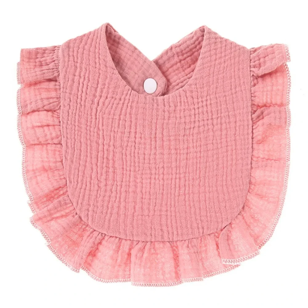 New Baby Saliva Towel with Ruffle Edge, Children's Baby Pure Cotton Gauze, Lace Bib, Saliva Bib