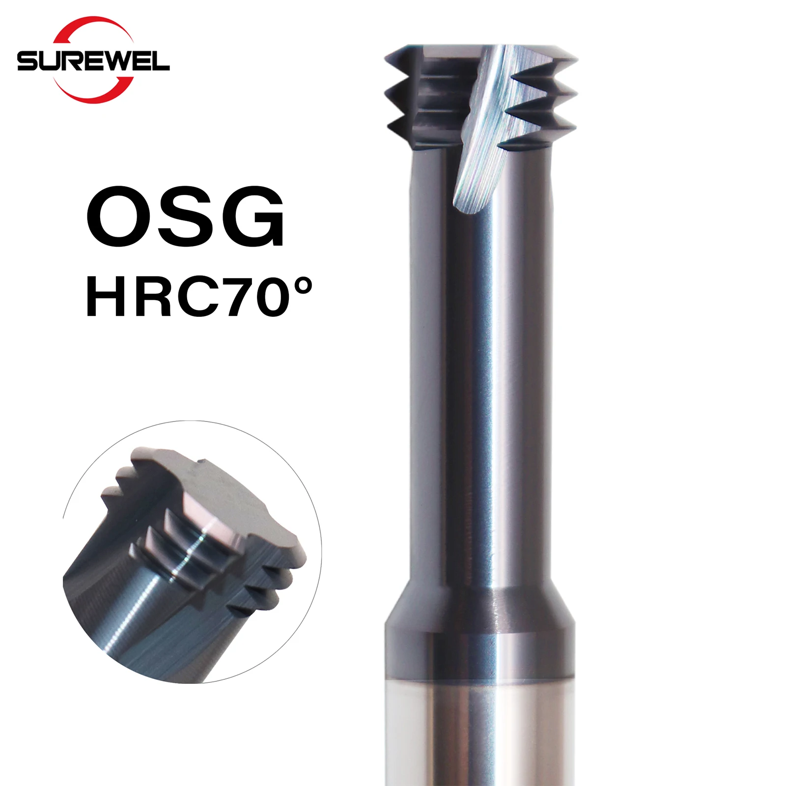 SUREWEL OSG coating Solid Carbide HRC70 tungsten Universal Tridentate thread milling end mills M3 M4 M5 M6 M8 M10 CNC Machine