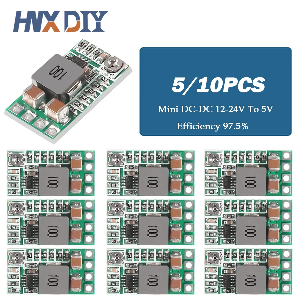 5/10pcs Mini DC-DC 12-24V To 5V 3A Step Down Power Supply Module Buck Converter Adjustable Efficiency 97.5%