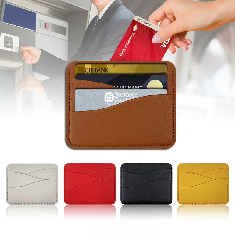 4 Cards Slots Thick Leather Id Card Holder Credit Card Holder Large Cards Wallet Women's Bus Card Case Gift for Girls Kids