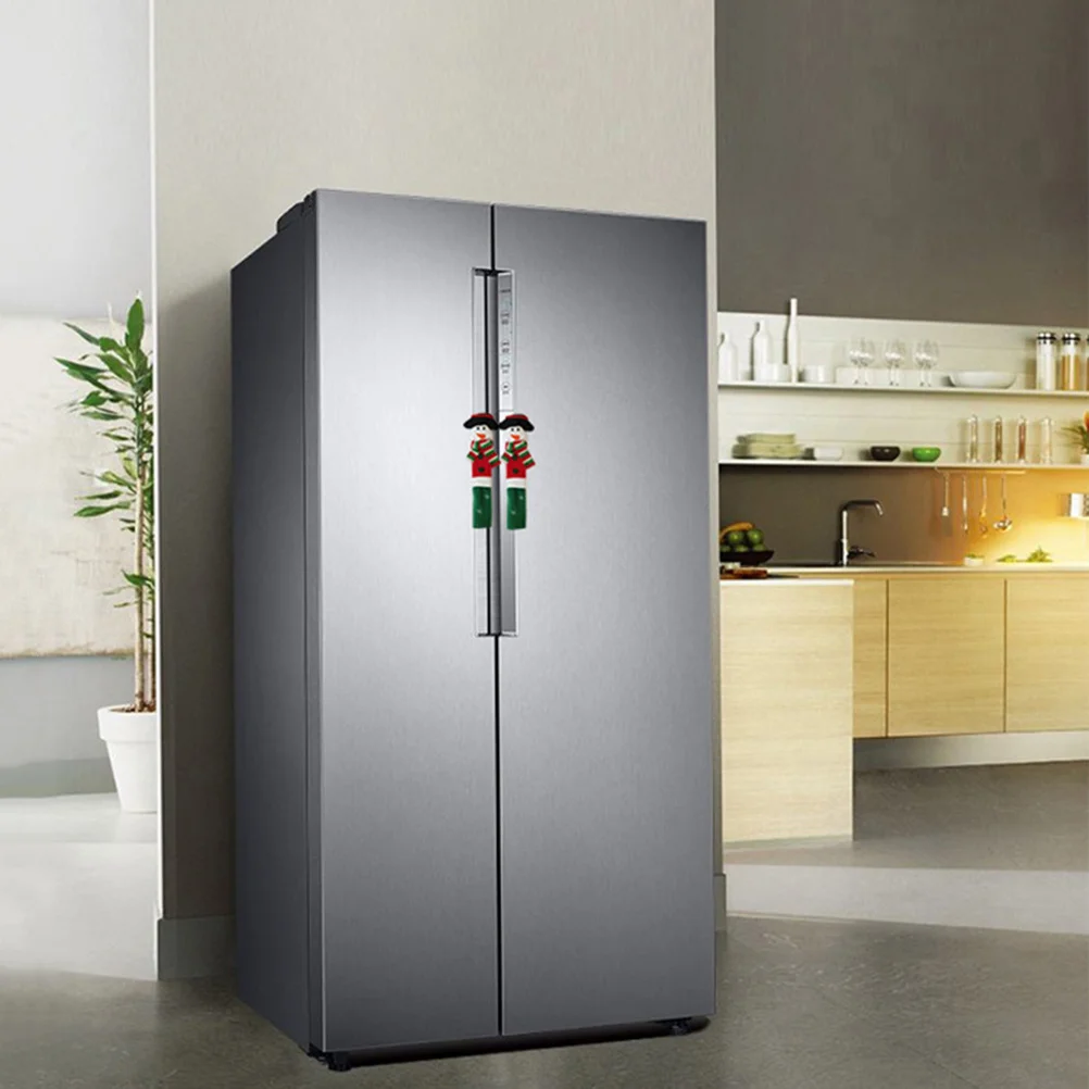 

3Pcs Anti Static Handle Covers Christmas Snowman Pattern Refrigerator Microwave Oven Dishwasher Cabinet Protector