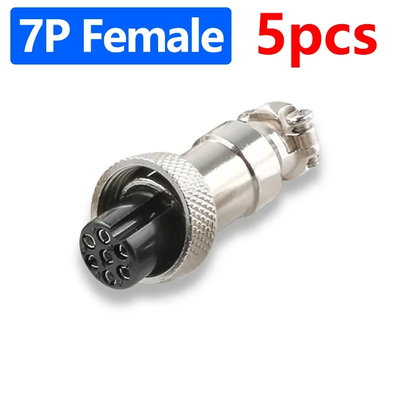 5Pcs GX12 Luftfahrt Stecker Steckdose 2/3/4/5/6/7 Pin Männlich Weiblich Panel Mount 12mm Rund Metall Draht Adapter Mutter Typ