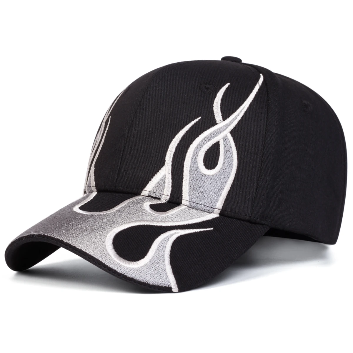Unisex Flame Embroidery Baseball Caps Spring and Autumn Outdoor Adjustable Casual Hats Hip Hop Hat Sunscreen Hat