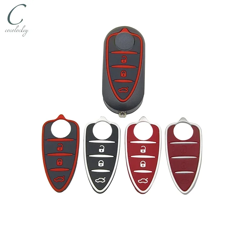 

Складной раскладной брелок Cocolockey для Alfa Romeo 156/159/mito/giulietta/gt/4c, 3 кнопки, чехол для дистанционного ключа, силиконовая накладка для автомобильного ключа