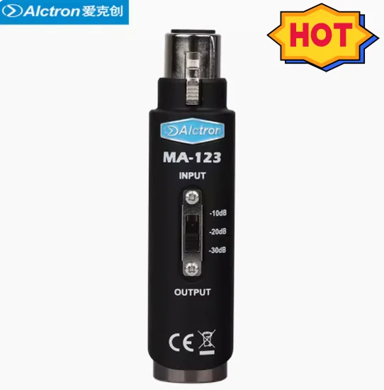 

Alctron MA-123 switchable attenuator mic amplifier 3-pin XLR connector 3-level adjustable metal housing stable and durable