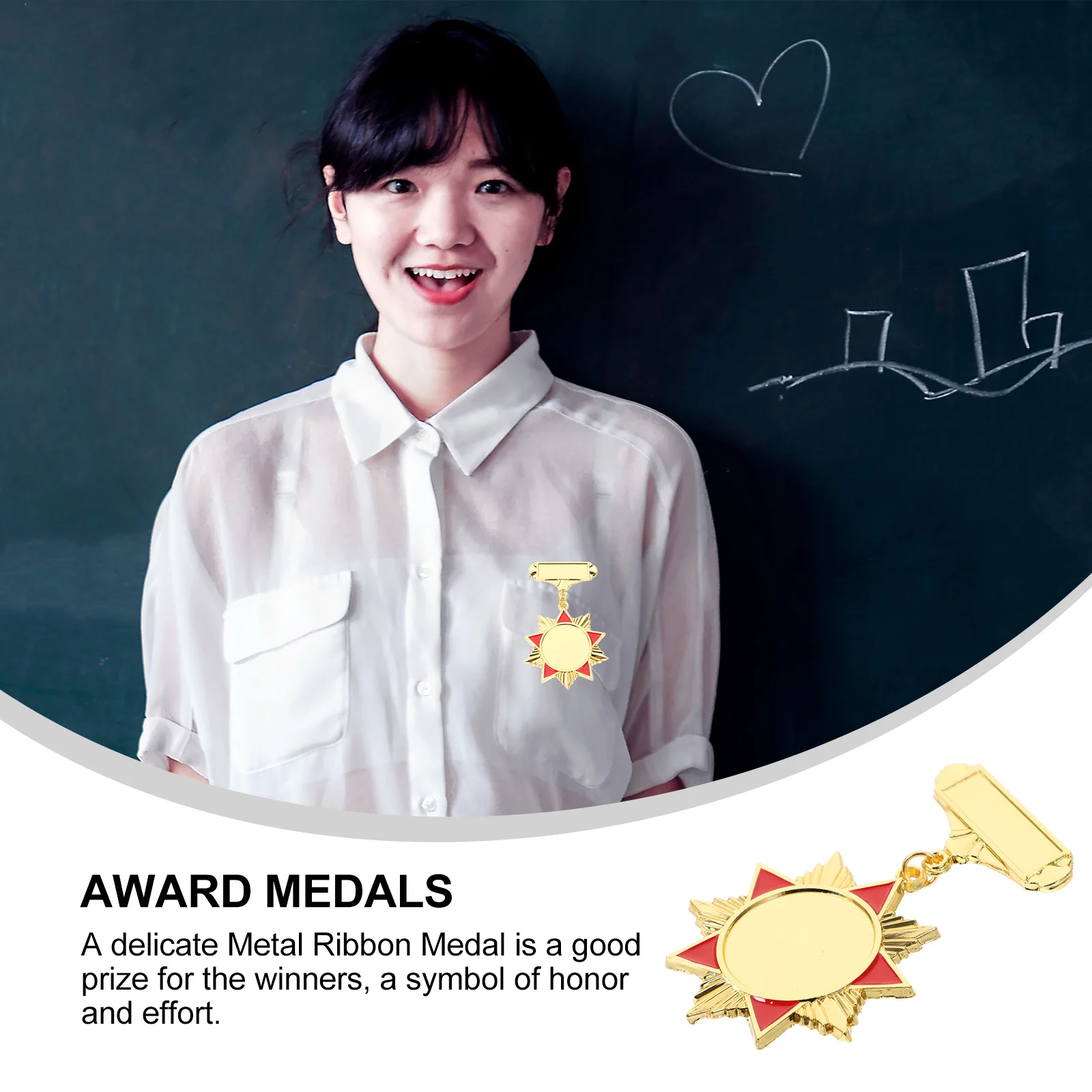 

1pc Deluxe Metal Ribbon Medal Pins s Award Brooches Party Favors Prizes Commemorative Badge Lapel Decor Souvenir