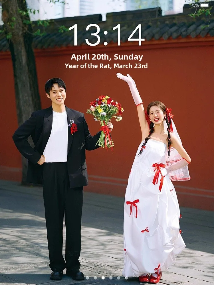 

Morning Robe Wedding Dress Photography Costume Knot Tube Top Cheeky White Skirt Street Style Wedding Gown