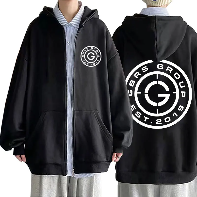 

Gbrs Forward Observations Group Print Zipper Hoodie Men Vintage Casual Oversized Zip Up Jacket Men Gothic Rock Zipper Sweatshirt