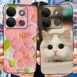 Case For Infinix Smart 7 HD Cute Flower Cat Pattern Soft Silicon TPU Phone Bumper For Infinix Smart 7HD X6516 Back Cover