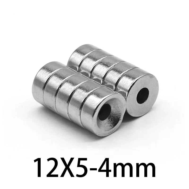 10/20/30/50/100PCS 12x5-4mm silne magnesy 12*5mm z otworem 4mm na stałe tarcza z magnesem neodymowym 12*5-4 okrągłe magnes do śrub z łbem stożkowym