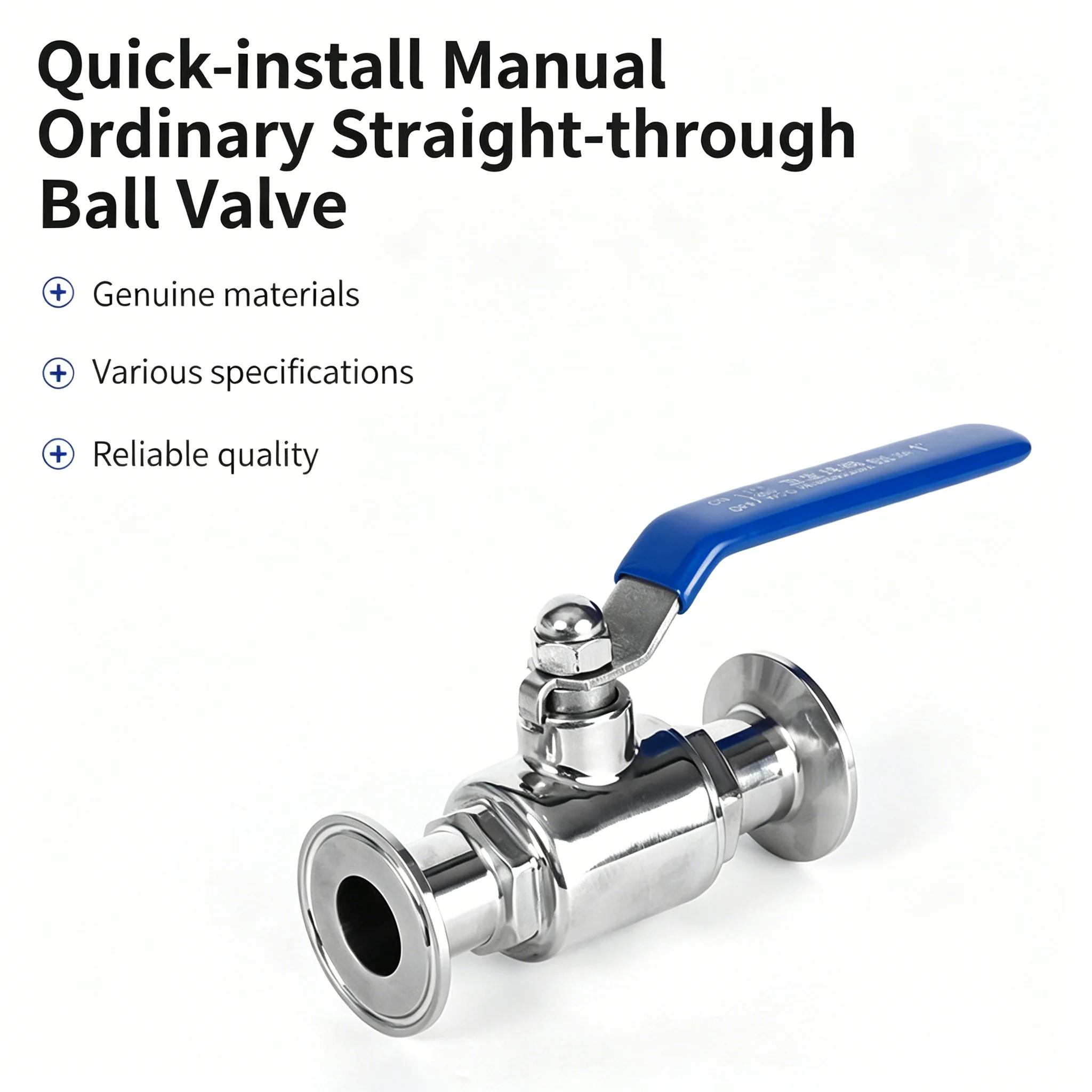 304/316L Stainless Steel Sanitary Through Fast Ball Valve OD19-51mm Three Clip Collar 25.4/50.5/64mm Homemade Diary Product