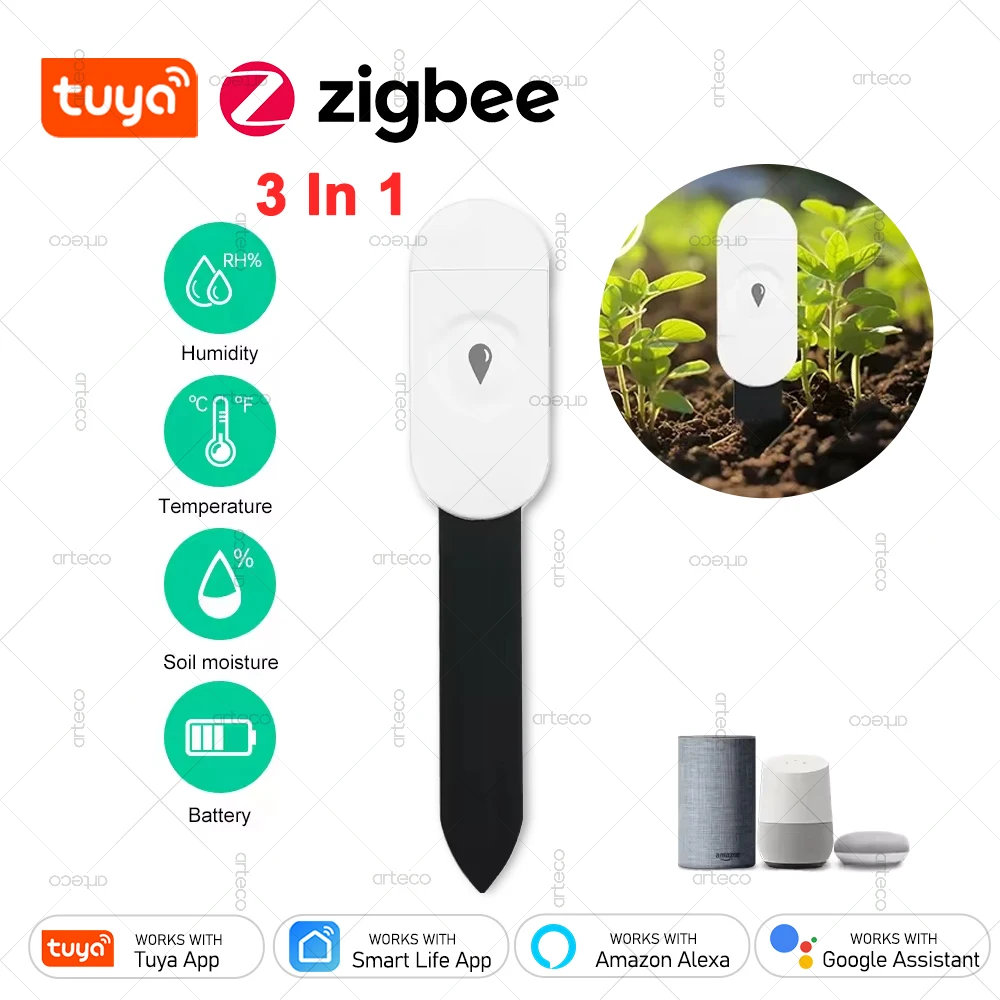 Тестер почвы Zigbee, датчик влажности, измеритель температуры и влажности Tuya, детектор влажности для растений, автоматизация умного дома, орошение