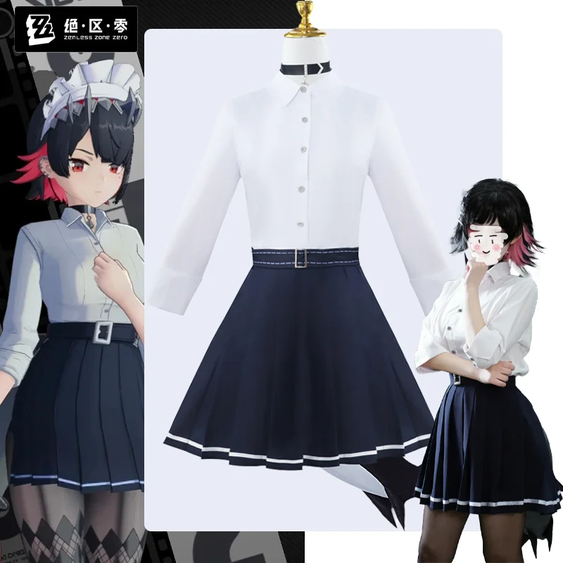 

Game Zenless Zone Zero Ellen Joe Cosplay Costume JK Dress School Uniform Suit Tail Full Set Halloween Party Role Outfit for Girl