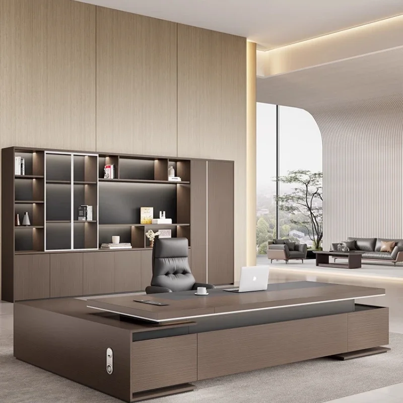 Vintage New Chinese Office Desk Filing Cabinets Luxury Executive Monitor Office Desk Modern Reading Wooden Bureau Furniture