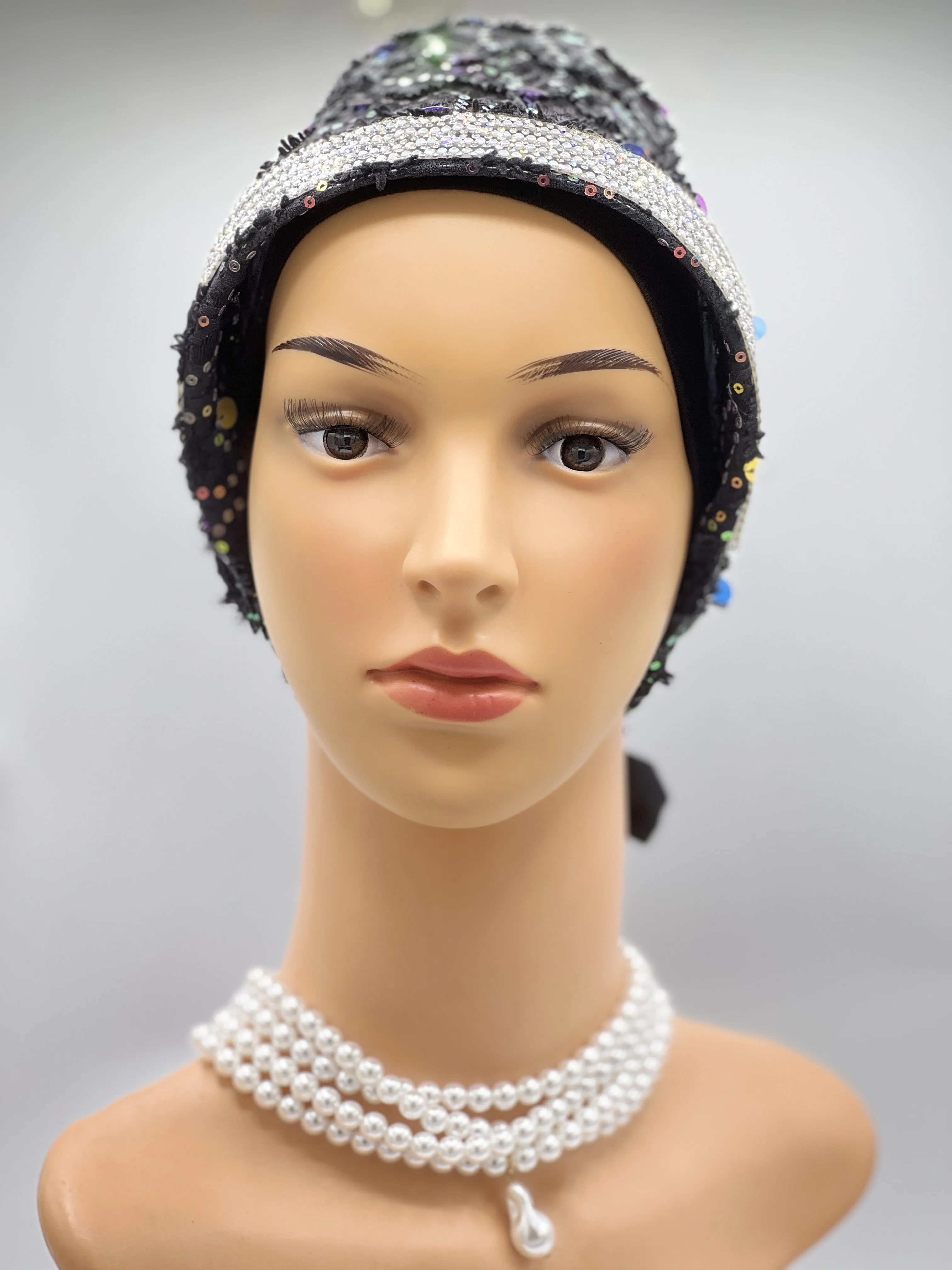 Bandeau à paillettes brillantes pour femmes musulmanes, chapeau Turban avec autocollant, perceuse, Turban réglable, chapeau à lacets pour femmes, vêtements quotidiens turcs, chapeau de culte