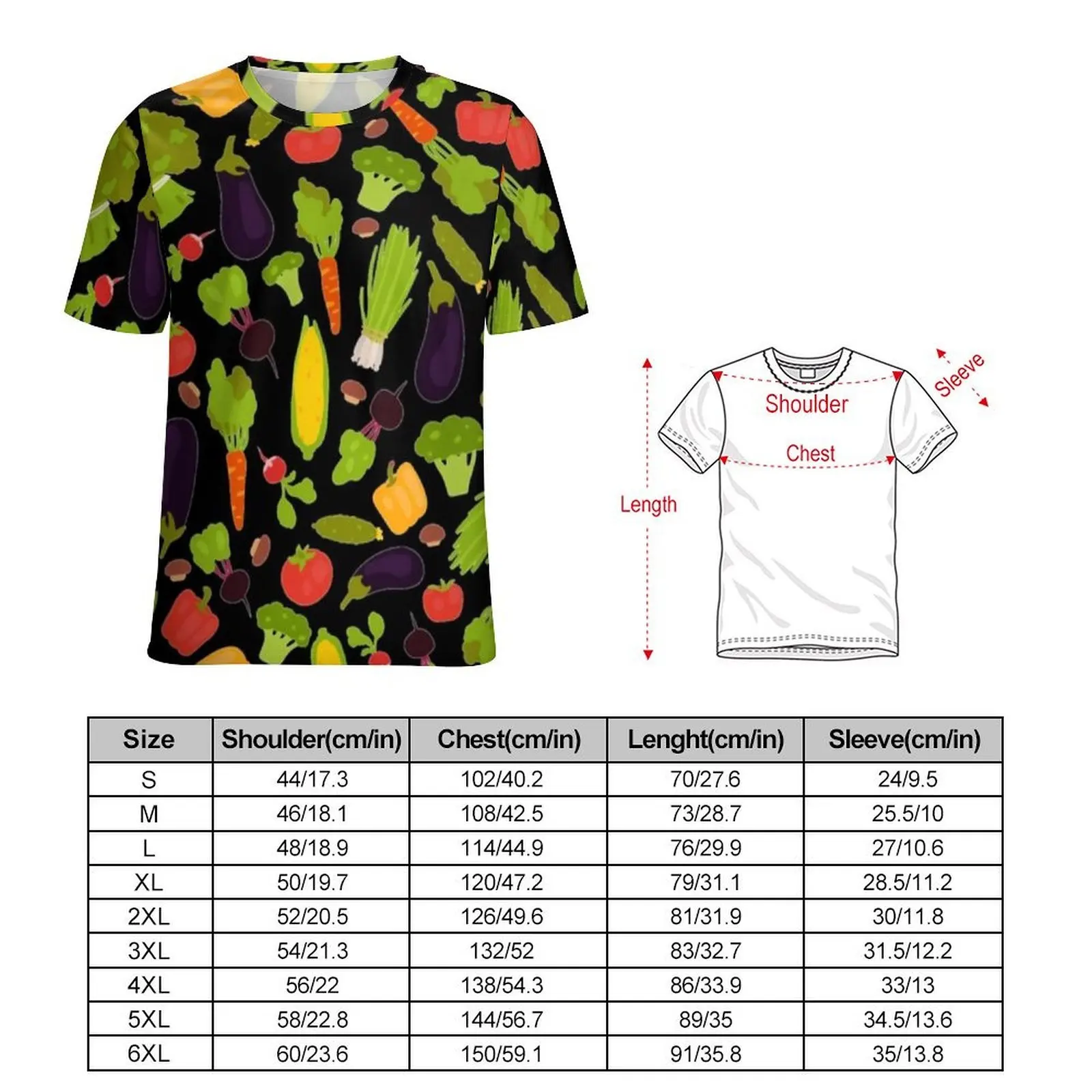 Mens Pattern Of World Vegetarian Day T-Shirt Vegetables Hippie T-Shirts Short-Sleeve Design Tops Summer Kawaii Oversize Clothes