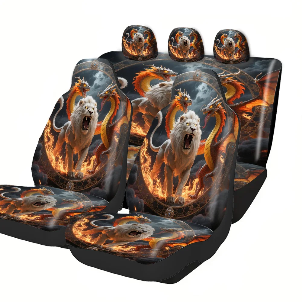 Trendy Printed Car Seat Covers With Lion Dragon Frame Designs Halloween Christmas New Year Easter Festive Themes Material Good L