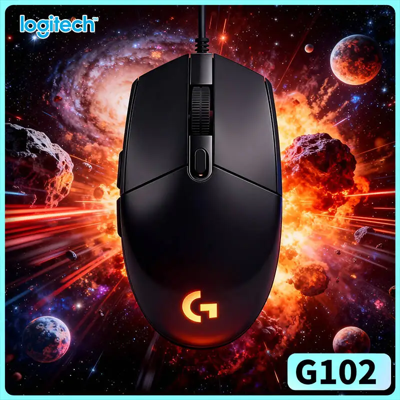 Logitech G102 Prodigy Mouse, 20M Clicks, Ergonomic Design, RGB Sync, 6 Buttons, Lightweight for Comfortable Gaming Sessions