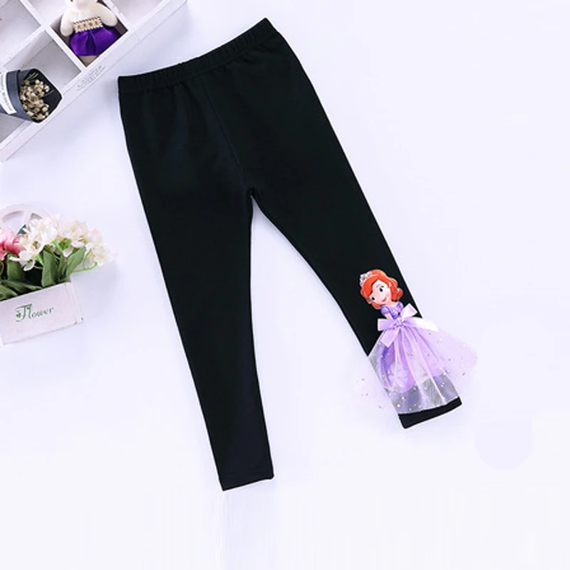 Celana perempuan baru Disney katun untuk anak-anak Frozen Elsa bayi perempuan Pink biru celana panjang renda anak Legging Sofia 2-8Y