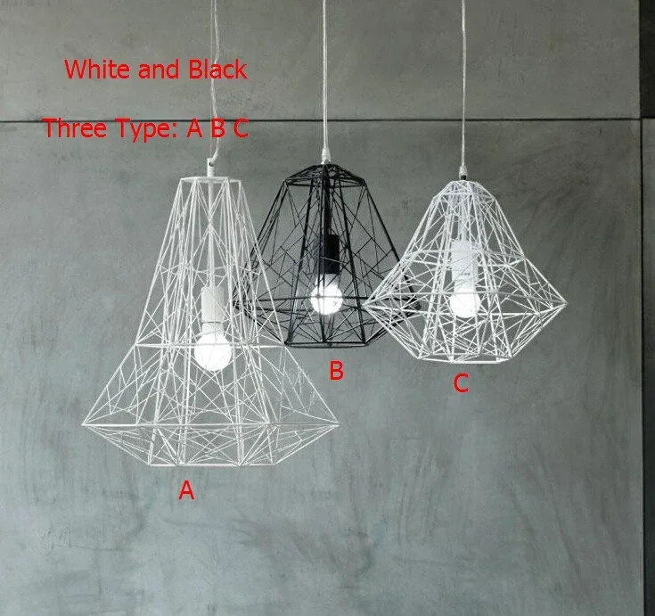 

Modern Wrought Iron Bird Cage Pendant Light American Retro Industrial LOFT Bar Lamp Hanging Minimalst Geometric Fixtures110-240V