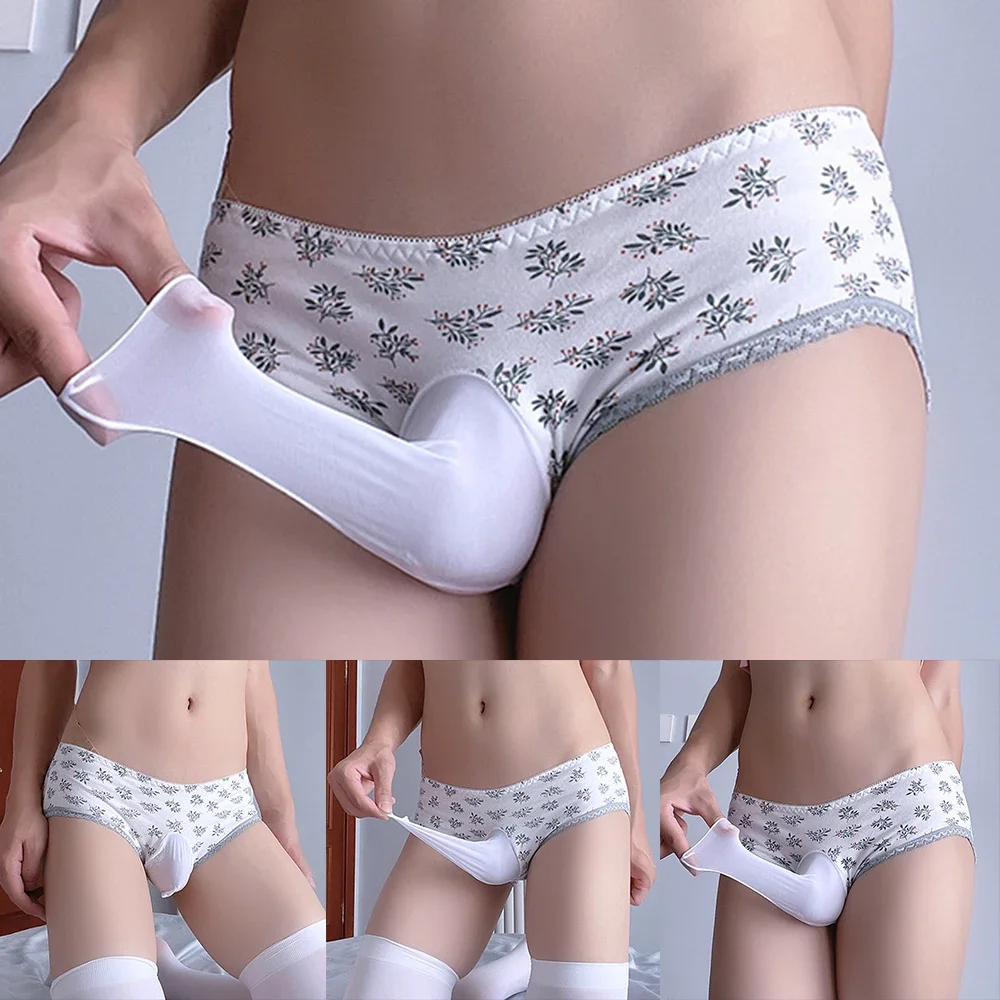 Print Sissy Pouch Panties Sexy Low Rise Cotton Briefs Gay Knickers Crossdress Lingerie Soft Comfort Women Underwear for Men