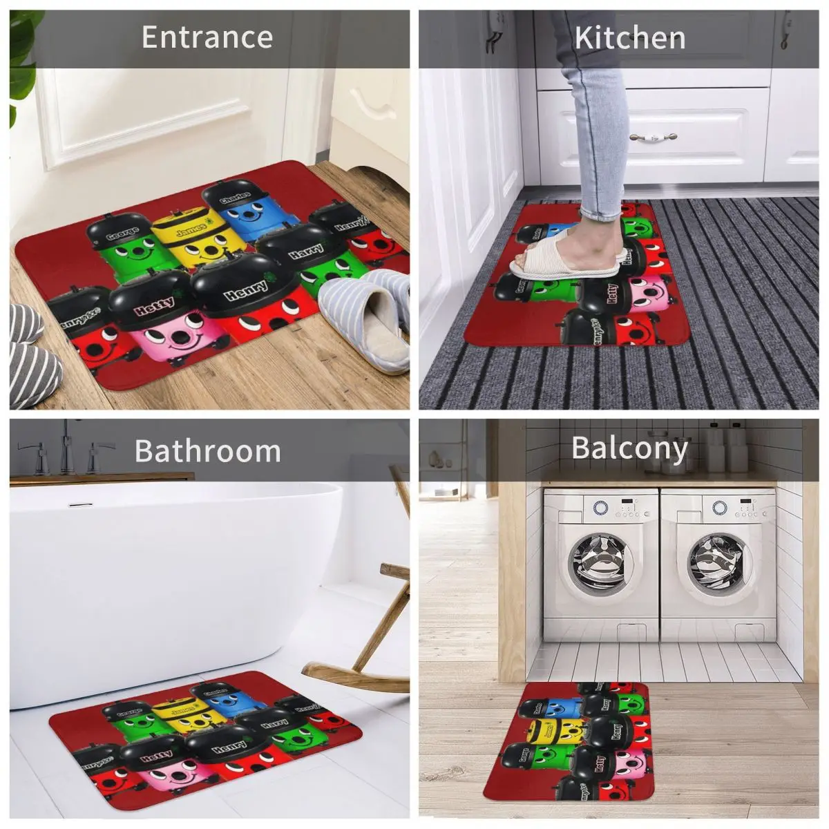 Henry Hoover And Friends Floor Mat Rug Area Rug Bathroom Rugs Floor Mats Kids Rugs Customizable