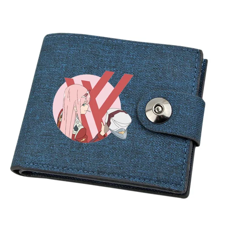 

Boy Gril Coin Purse Anime DARLING in the FRANXX Cartoon Wallet Canvas Teenager Casual Cash Holder Bi-Fold Buckle Short Wallet