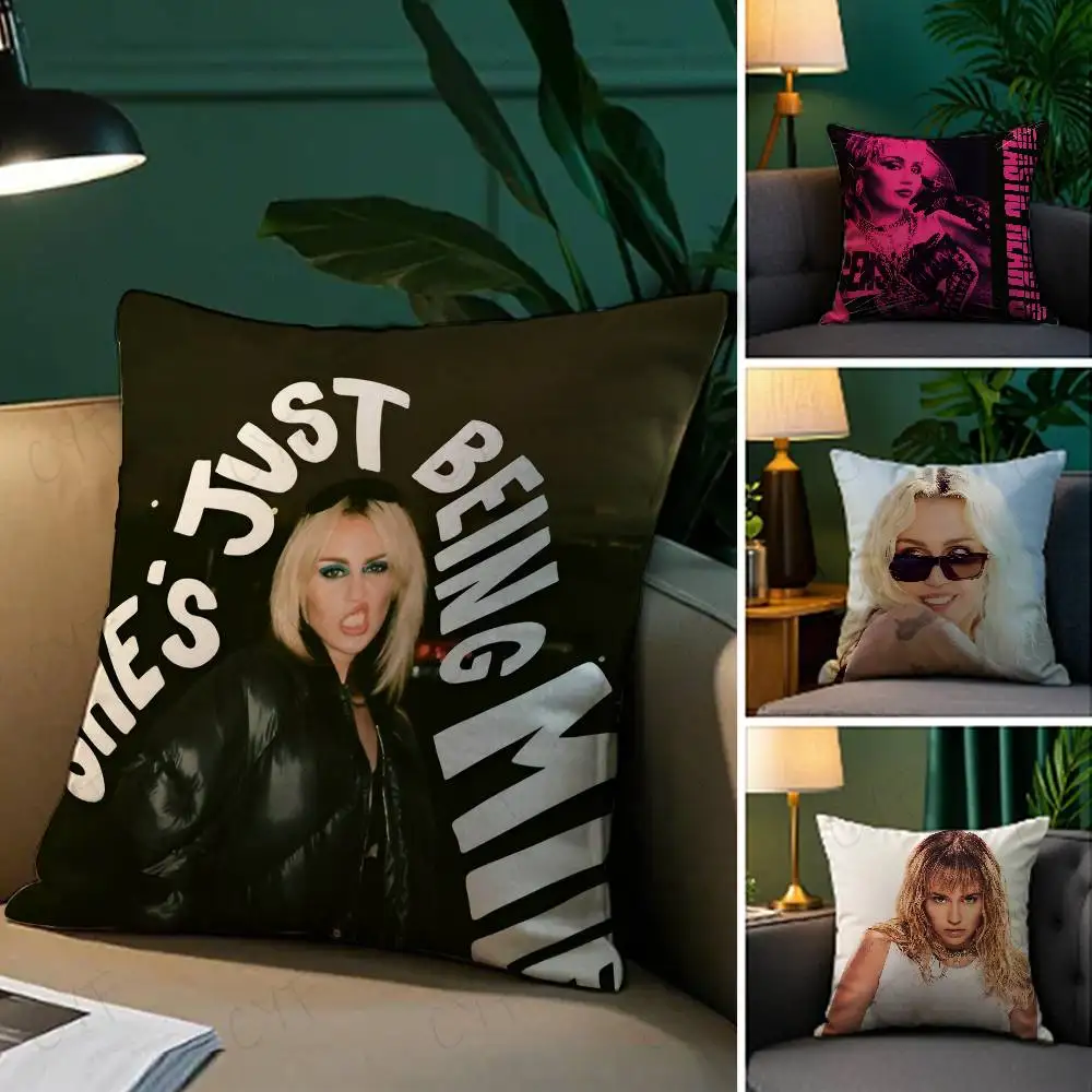 

Hot Singer M-Miley C-Cyrus Pillow Case Custom Printed Brushed Fleece Pillow, Baby Skin-Touch, Eco-Friendly Dye-Sublimation Cushi
