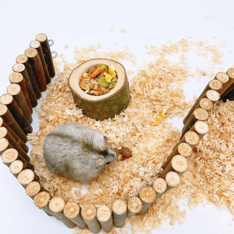 Hamster Wooden Fence Rat Ladder Bridge Toy Wood Ladder Natural Hideout for Small Animals Cage For Rats Hamster Toy D9199