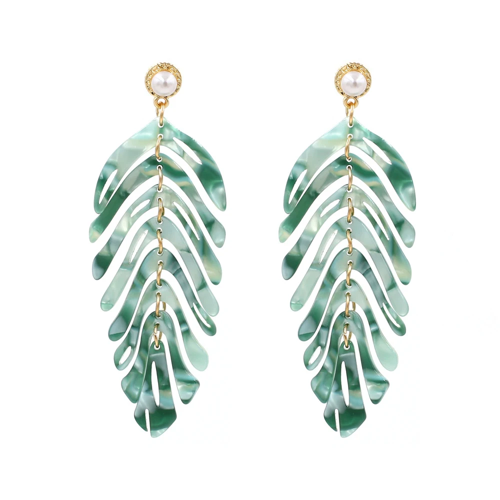 AB72-New Long Dangle Resin Earrings Jewelry Accessories Handmade Fashion Acrylic Earrings For Women Ornaments Green