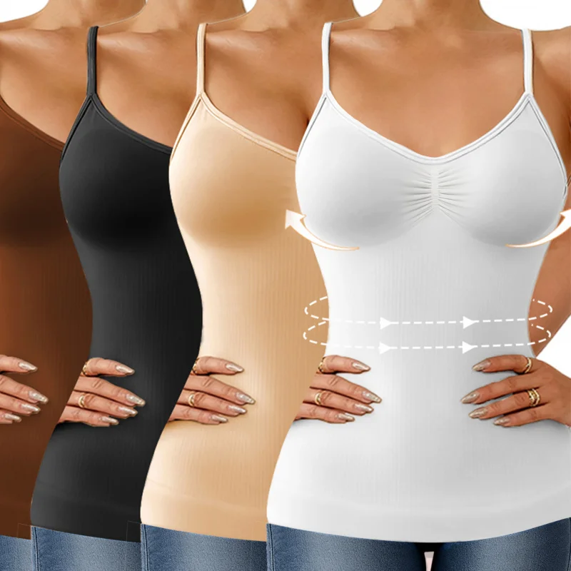 1pc Women‘s Camisole Breathable Shapewear Tops Tummy Control Built In Bra Tank Shaping Body Shaper Slimming Cami Vest Corset