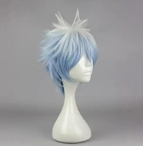 

Женский и мужской костюм из аниме Gintama Sakata Gintoki, короткий Смешанный серебристый и синий парик для косплея