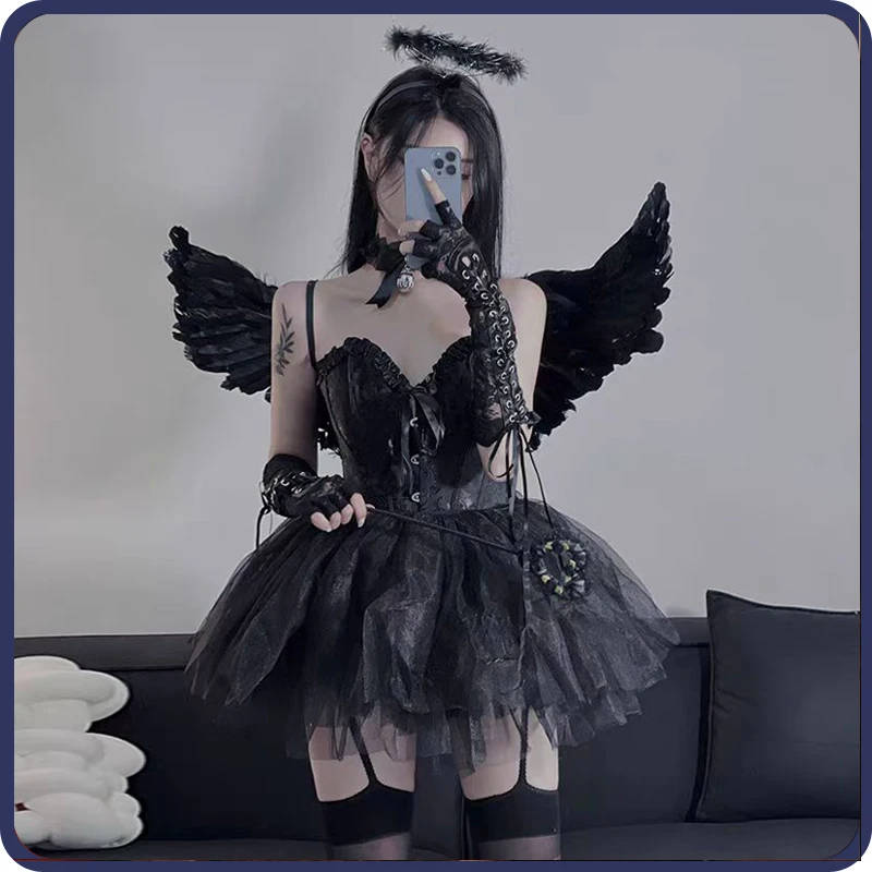 أزياء تنكرية بجعة سوداء للنساء ، ملابس الأميرة آلهة الداخلية ، أزياء هالوين مثيرة ، مشد عتيق ، حفلة موسيقية أداء وحفلة رقص