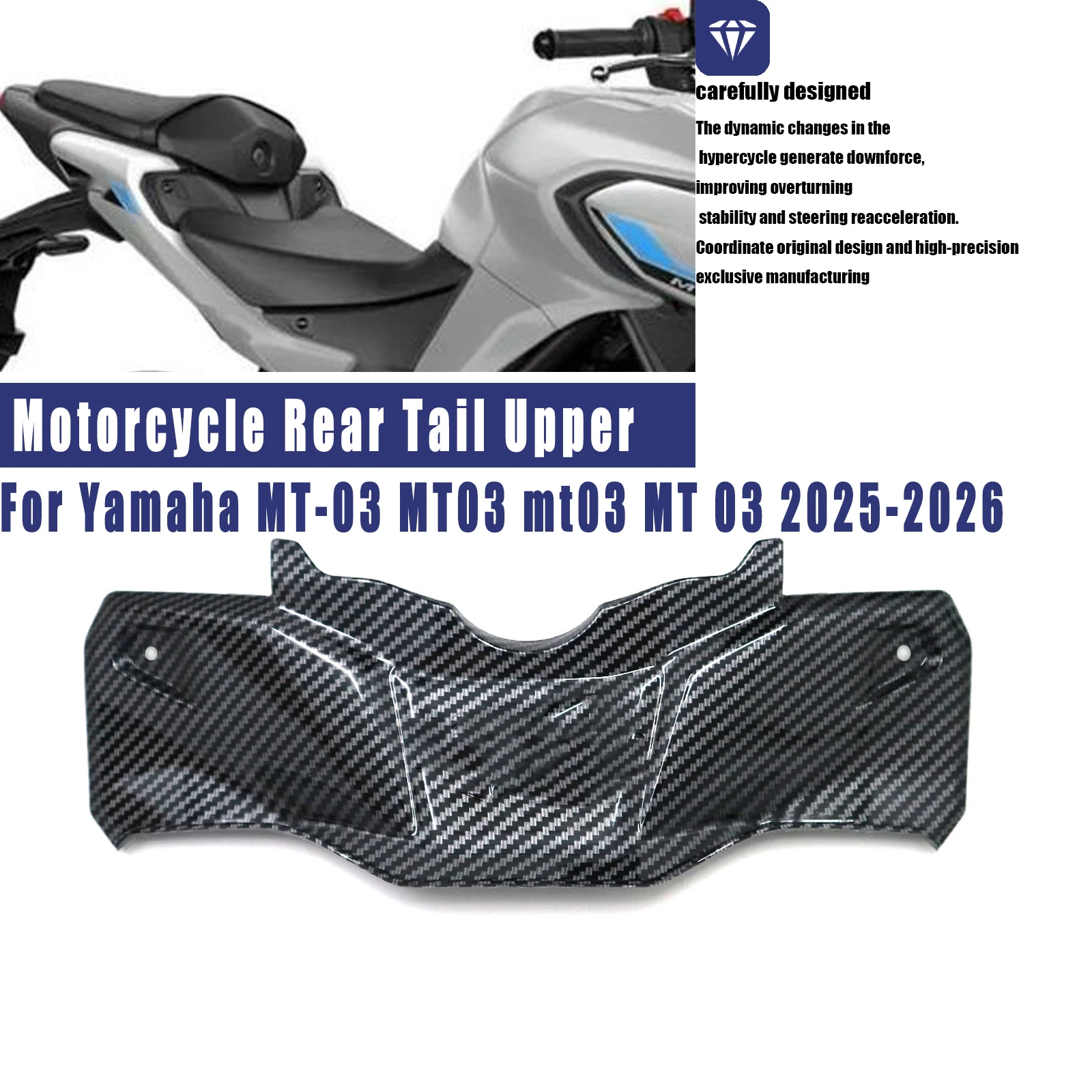 Motorcycle Accessories Rear Tail Upper Middle Panel Fairing ABS Carbon Fiber For Yamaha MT-03 MT03 mt03 MT 03 2025-2026