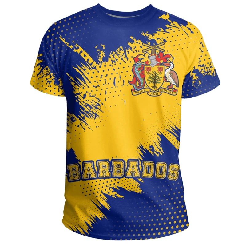 Barbados Flag Map 3D Printed T Shirt For Men Clothes Fashion Male T-Shirt National Emblem Tshirt Independence Day Tee Women Tops