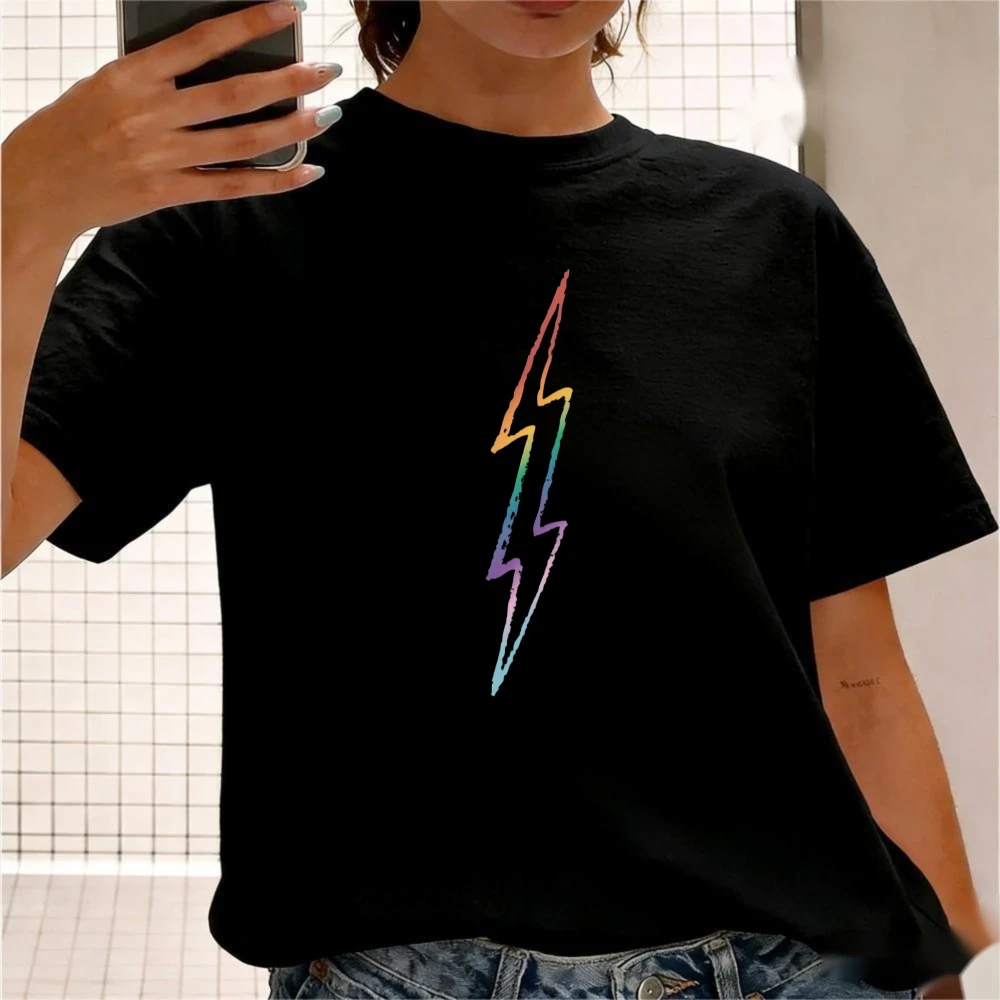 Rainbow Lightning Bolt Pride T-Shirt LGBTQ T-shirt Queer Pride Trans Pride Gift Clothing Leisure Men Women Unisex Cotton Tshirt
