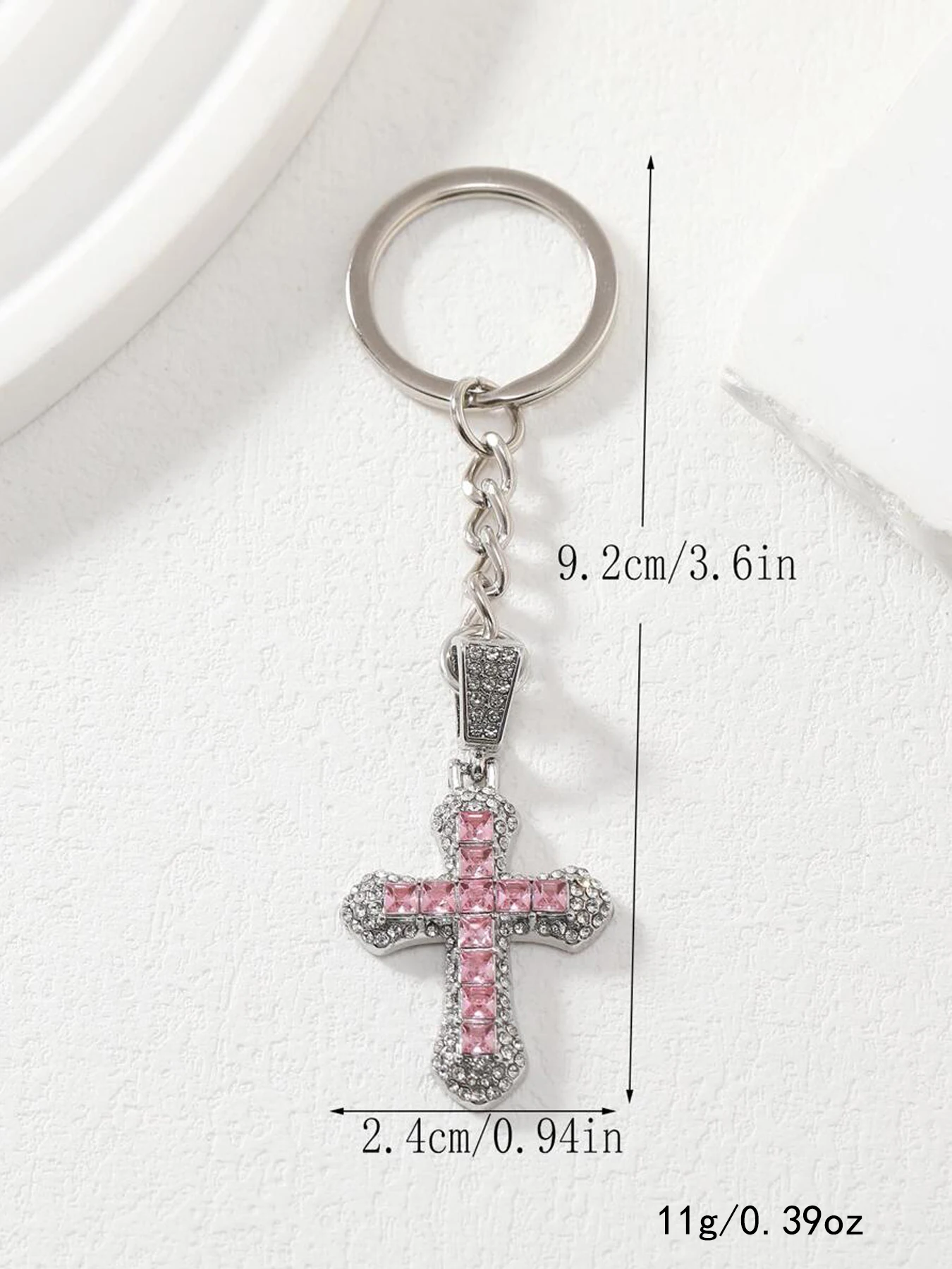 Street 1pc Shiny Rhinestone Cross Charm Gorgeous Keychain