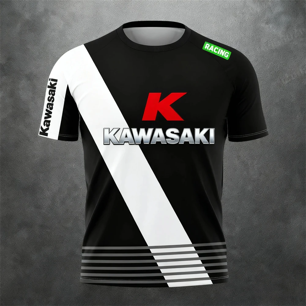 

Kawasaki, новая летняя быстросохнущая дышащая модная спортивная футболка для взрослых и детей для горного внедорожного велоспорта с короткими рукавами