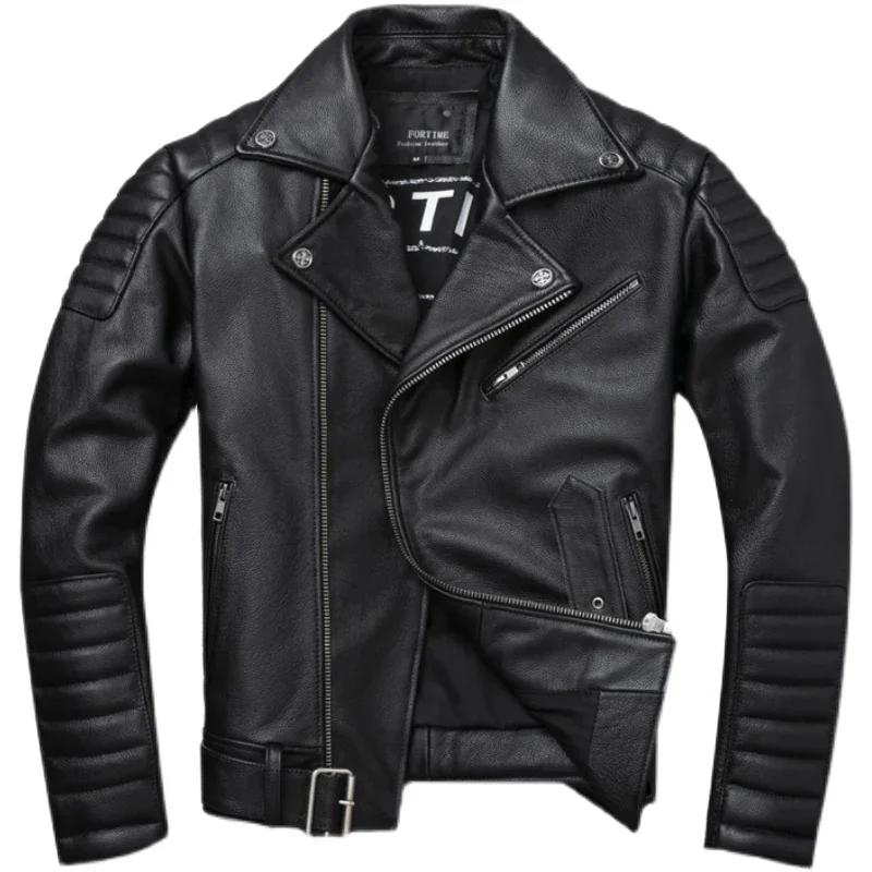 2025 New Genuine Leather Jacket Men's Really Natural Cowhide Motorcycle Style Jackets Moto Slim Coat Plus Size 5XL