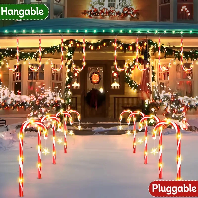 عيد الميلاد أضواء قصب الحلوى الشمسية 4 قطعة 8 وضع الإضاءة مقاوم للماء حديقة الطاقة الشمسية الجنية ضوء للخارجية عطلة المنزل ساحة الحديقة