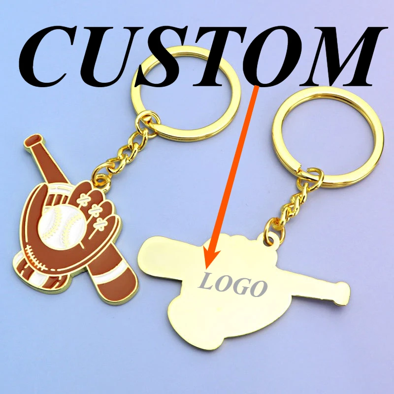 

1pc Custom Keychain Personalized Metal Baseball Glove Club Commemorative Gift Customized Key Ring Car Accessories Gift Wholesale
