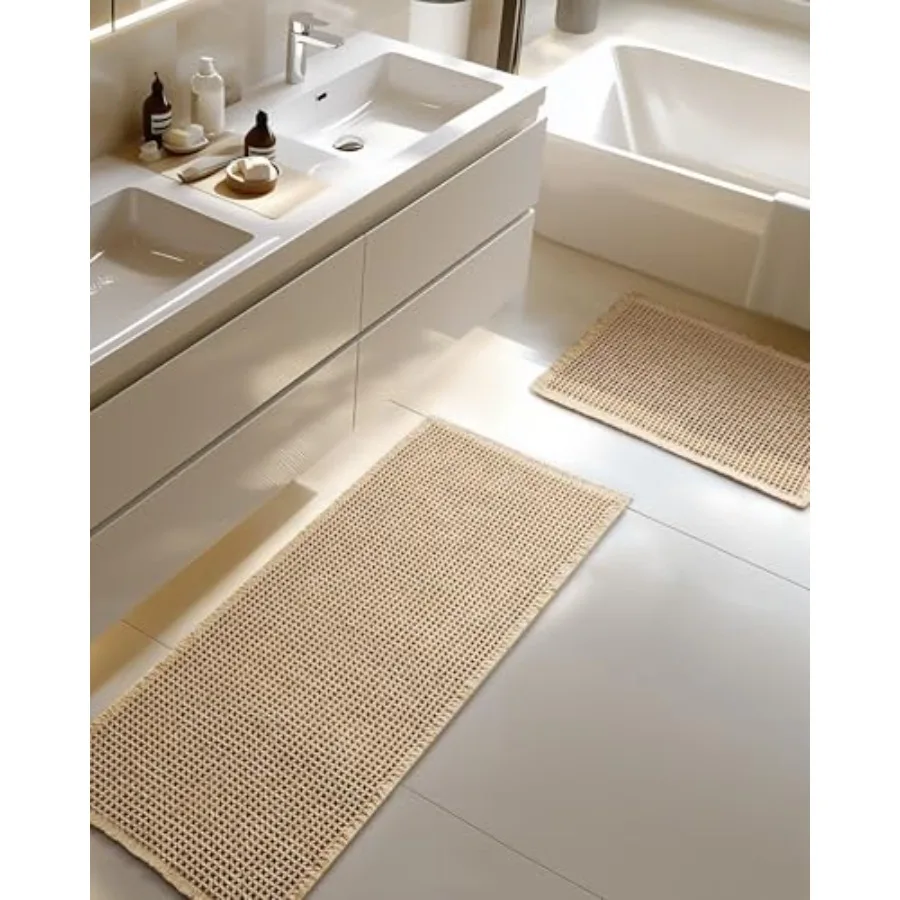 

Large Waffle Bath Mat Set Non Slip Bath Rug Set Ultra Absorbent Bath Mats for Bathroom Decor Extra Soft Floor Bathroom Rugs Set
