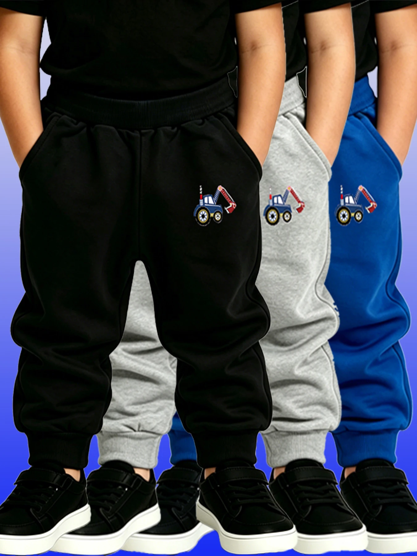 3PCS Boys Grils Cartoon Sweatpants, Elastic Waist Design Knit Kids Versatile Jogger Pants Outdoor Play Long Trousers Classic