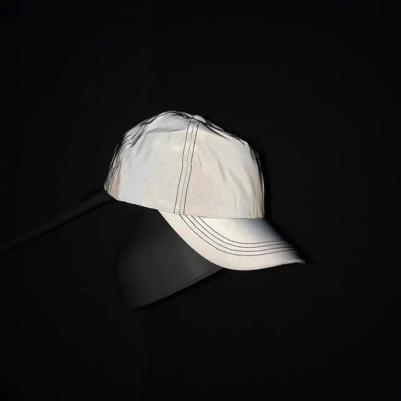 New Outdoor Sports Snapback Cap Club Party Silver Reflective Luminous Fishing Caps Man Woman Adult Reflective Baseball Hat