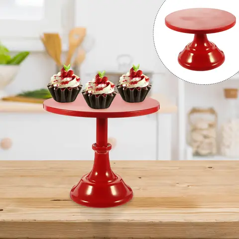 Round Red Cake Stand Display Tray Luxury Dessert Cupcake Party Table Decorative Fruit Holder Home Hotel Bar Desktop Fruit Stand