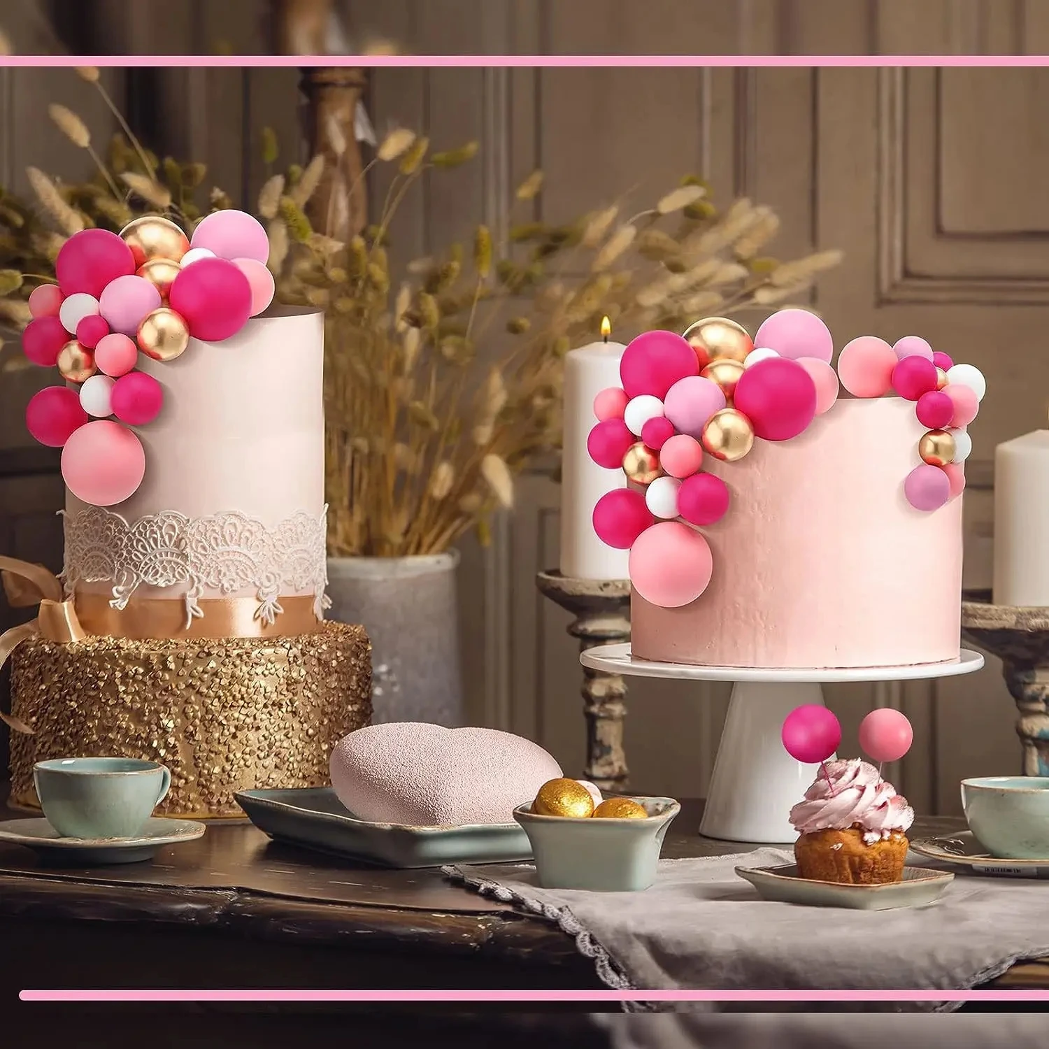 110 قطعة كرات كعكة توبر لتقوم بها بنفسك كعكة إدراج توبر رغوة كعكة كرات الخبز الديكور لذكرى الزفاف عيد ميلاد #5